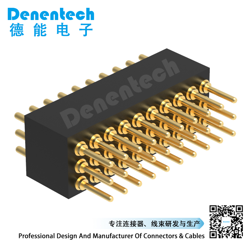Denentech Hot sale 1.27MM pogo pin H4.0MM triple row male straight water proof pogo pins